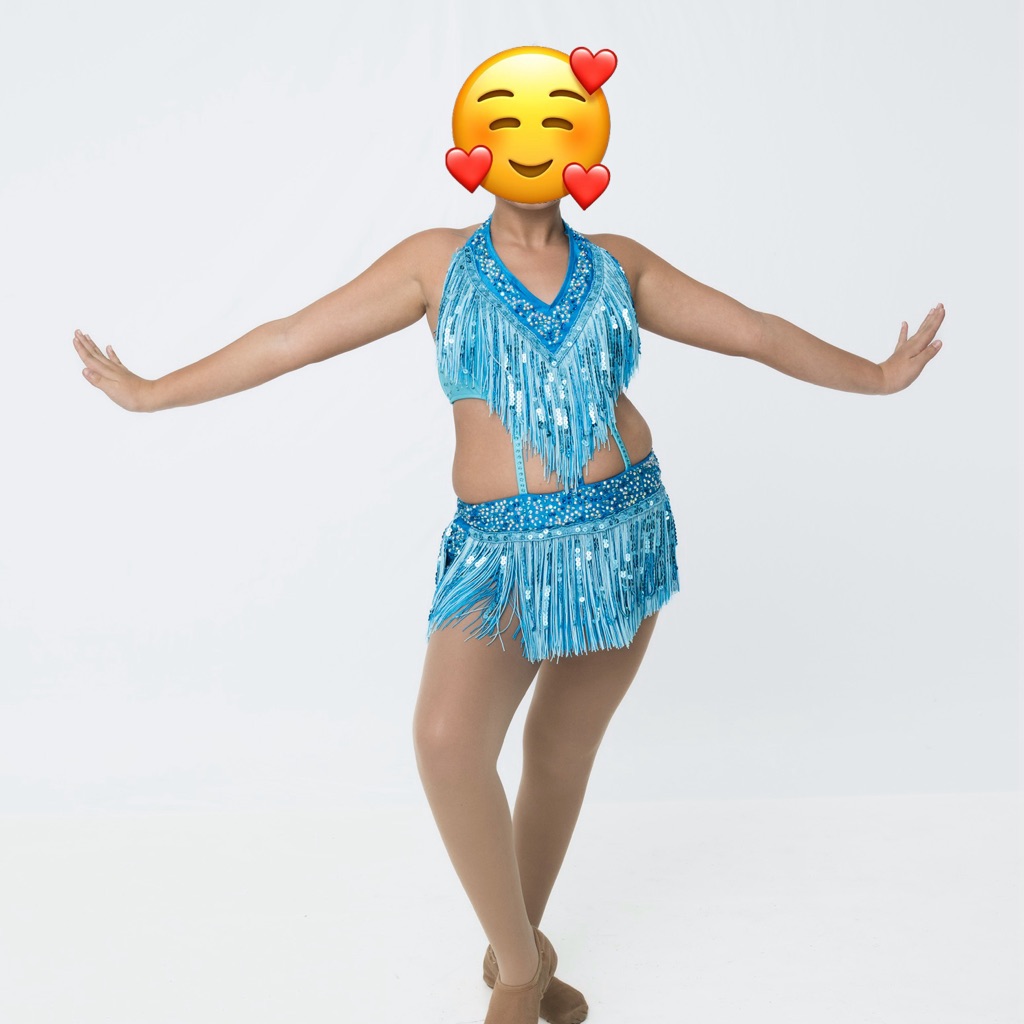 Blue Fringe Dance Costume